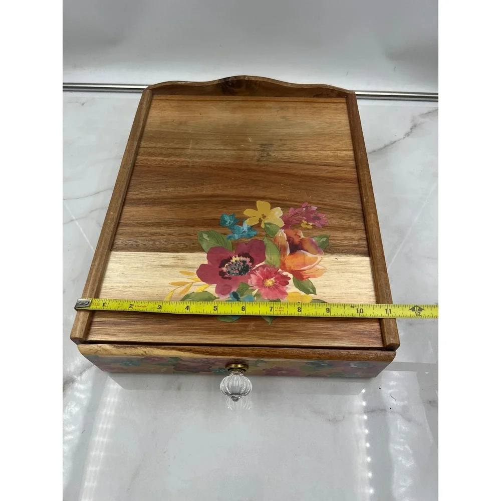 The Pioneer Woman Wildflower Whimsy 4-Compartment Wood Coffee Pod Organizer